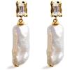 Secret & You Orecchini Day con Perle Coltivate d'Acqua Dolce bianche barocche di 15-20mm e Zirconia | Secret & You | Argento Sterling 925 placcato in Oro 18K
