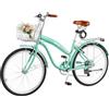 VEVOR Bicicletta Cruiser Beach Telaio Acciaio 7 Velocità Verde Chiaro 150kg | Portapacchi Posteriore Doppi Freni V-Brake, Spostamenti Quotidiani, Strade Cittadine, Dimensioni Ruota 660 mm 26 pollici