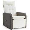 Mondeer Poltrona reclinabile in rattan PE con schienale regolabile e base girevole a 360°, per giardino, terrazza, interni, esterni, grigio e beige