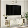 Dmora - Mobile porta TV Arneb, Credenza da soggiorno, Armadio basso per TV, Base parete attrezzata, 160x40h48 cm, Bianco e Oro