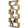Brigros WeHome - libreria verticale da parete 6 ripiani libreria salvaspazio design moderno 80 x 192 x 25 cm struttura in legno melaminico spessore 15 mm pannello posteriore assente (Rovere)