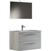 Mama Store IRIS 60 - Mobile Bagno Sospeso IN KIT DA MONTARE 60 CM QUERCIA BIANCO con Lavabo, Specchio e Lampada LED, L.61 X P.47 X H.53 cm