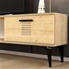 Hanah Home Sapphire Oak TV Stand, larghezza 150 cm, altezza 44,6 cm, profondità 29,6 cm, 100% melamina rivestita, spessore 18 mm, design elegante e funzionale per le stanze moderne