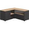 Symbiosis Angle, Tavolino porta tv angolare, Nero e Rovere Naturale 90x90x45 cm