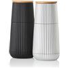 Adhoc Set da tavolo "Ad Hoc" per macinino di pepe e modello Scape, nero e argento, con macinatura in Vetroceramica CeraCut®, realizzato in plastica e legno di quercia