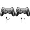FLLAGG20 2X Gamepad Ergonomico Compatibile con PS3 e PC, Doppia Vibrazione | Joystick Compatibile con PS3 e PC Windows, Doppia Vibrazione, Connessione Wireless Bluetooth e USB, Nero