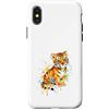 Simpatici Animali della Foresta Acquerel Custodia per iPhone X/XS Simpatica Tigre Cucciolo Acquerello Schizzi
