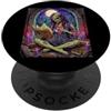 Halloween Glam Retro Vintage Comics Pop Bookworm Lettore di libri che legge Zombie Ghoul Undead Donne Ragazza PopSockets PopGrip Adesivo