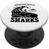 Open Water Caution Co. L'avventura attende gli squali Ocean Beach Humor PopSockets PopGrip Adesivo