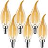 MZYOYO Confezione da 6 lampadine a LED E14 da 4 W, dimmerabili, a forma di candela, stile retrò, 4 W, sostituisce 40 Watt, stile vintage, 400 lm, 2700 K, in vetro, dimmerabile, ambra