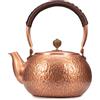YINOX Bollitore in rame, bollitore, teiera bollente, teiera manuale in rame battuto, set da tè non rivestito in rame Capacità: 1,6 l/capacità: 1,2 l (12 litri)