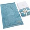 XIAOMA Tappeto da preghiera ricamato personalizzato 80×120 cm Raschel antiscivolo(Blue)