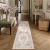 HUGEAR Tappeto Corridoio 80x300cm Beige Lungo | Lavabile in Lavatrice,Pelo Corto,Antiscivolo,Cucina,Camera da Letto,Scendiletto,Cameretta,Ufficio,Vintage