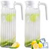 WANDGU 2 pezzi caraffa calda e fredda: 2 litri, brocca per acqua trasparente con manico, plastica con coperchio, brocche per acqua PC, senza BPA, ideale per succo, limonata, latte, vino, bevande