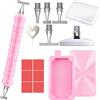 jecxucci Penna per diamond art, include 1, 3, 6, 9, punte filettate in acciaio e vassoi per pittura a diamante con coperchi, accessori e strumenti per diamond painting 5D, kit di penne per trapano (rosa)