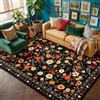INOVADAY Tappeto Lavabile 150x210 cm Nero Tappeto da Soggiorno | Camera da Letto, Cucina, Bagno, Sala da Pranzo, Pelo Corto, Antiscivolo, Stampa Floreale, Boho, Morbido, Facile da Pulire