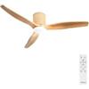 CREATE / WIND CALM CUSTOM RATTAN/Ventilatore da soffitto con luce rattan chiaro pale legno chiaro con telecomando / 40W, Doppia luce, Ø132 cm, luce LED 3 temperature, funzione estate-inverno