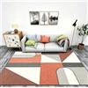 Generic Tappeto per soggiorno, 140 x 160 cm, antiscivolo, morbido, lavabile, per camera da letto, casa, ufficio, sala da pranzo, moderno, geometrico, minimalista, grigio, arancione,