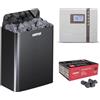 Harvia The Wall - Stufa per sauna con controllo EOS ECON e pietre per sauna 400 V (cromo scuro, 9 kW)