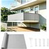 AUWUUA Copri Ringhiera Balcone 65x150cm Schermo Protettivo Divisorio, Telo Frangivento da Esterno, Privacy Recinzione Copertura per Balcone con Occhielli e Fascetta per Terrazza-Grigio Chiaro