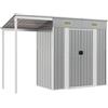 HGFDCBK Casetta da giardino con tetto allungato, grigio chiaro, 277 x 107 x 181 cm, in acciaio