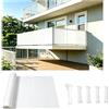 AUWUUA Copri Ringhiera Balcone 65x150cm Schermo Protettivo Divisorio, Telo Frangivento da Esterno, Privacy Recinzione Copertura per Balcone con Occhielli e Fascetta per Terrazza-Bianco