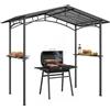 Outsunny Gazebo da Giardino per Barbecue BBQ Tetto PC 246x149x230cm Nero | Mensole Laterali, Struttura in Alluminio e Metallo