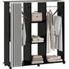 HOMCOM Armadio mobile 6 ruote 120x40x128cm Nero | Armadio in legno