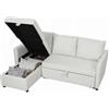 HOMCOM Divano Letto 3 Posti con Chaise Longue Convertibile Crema