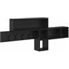 KPWENFBSL Appendiabiti da parete effetto rovere nero, pannello appendiabiti con 5 ripiani e ganci, mensola da parete in legno per corridoio e ingresso, 100 x 12 x 43,5 cm