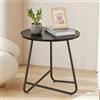 HDANI Tavolino Rotondo,Metallo Tavolino da Caffè Piccolo,Nero | Moderno Comodino Moderno,Mini Tavolino da Salotto con Piano in Legno per Soggiorno,Camera,Spazi Ridotti,45x45x48,5cm