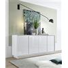 Web Convenienza Madia con 4 Ante Made in Italy - Credenza Contenitore Collezione Ice per Soggiorno Cucina Ingresso Sala da Pranzo Mobile Design Moderno Originale Bianco Laccato Lucido