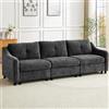 JIEXI Divano angolare con funzione letto divano in velluto a coste, divano a forma di L, divano angolare, divano letto, 251cm (Grigio 3)