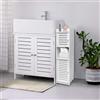 HUOLE Mobile Bagno Verticale Porta Oggetti da Bagno Slim Salvaspazio con Apertura, armadietto con ante e ripiani, Armadietto Porta Carta Igienica, Detergenti e Accessori,22 * 20 * 75cm-Bianco