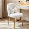 LEADZM Poltrona, poltroncina camera da letto Sedia da toeletta, Poltrona Relax Schienale curvo finta pelliccia simil-coniglio Bianco