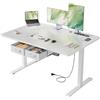 SOLAVERO Scrivania Regolabile in Altezza, 120 x 80 cm Scrivania Motorizzata con Presa, Porta USB-C, 2 Cassetti Rimovibili, Controlli Memoria e Sistema Anti-Collisio, Standing Desk Bianco