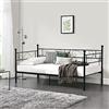 [en.casa] Struttura Divano Letto in Metallo con Zona di Riposo 90x200 cm Letto Singolo Decorativo Sofa con Testiera e Pediera in Stile Vintage - Nero