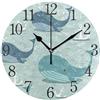 Mnsruu Balene con Ancore di Mare Orologio da Parete Rotondo, Silenzioso Non ticchettante Dipinto ad Olio per Camera da Letto Soggiorno Ufficio Scuola Home Decor