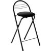 Amveya Sgabello Pieghevole in Metallo 1 Pezzo con Seduta in Morbido Velluto, Portatile Sedia Nera con Schienale e Poggiapiedi, Sgabelli da Bar, Cucina, Giardino, Altezza 60 cm