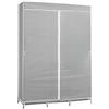 7H SEVEN HOUSE 0 Armadio Guardaroba in Tessuto Triplo con Tende scorrevoli Bianco/Grigio 118 x 45 x 169 cm, Lega di Acciaio, Taglia Unica