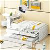 KecDuey Letto singolo 90 x 190 cm in legno massiccio con letto estraibile, in pino multifunzionale, con cassetto estraibile e rete a doghe, comodino con ripiani con presa USB, letto per ragazzi