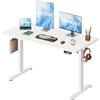 DEVAISE Scrivania Regolabile in Altezza Elettrica 140x70 cm, Scrivania Ufficio Ergonomica con Piano a 2 Sezioni, Funzione Memoria e Sistema Anticollisione, Altezza 72-118 cm,Bianca