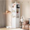 VIEKOS Libreria sottile, altezza 200 cm, con 3 scomparti aperti e 3 cassetti, regolabile su entrambi i lati, protezione antiribaltamento, 60 × 40 × 200 cm, bianco