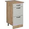 Vicco Mobiletto base per cucina R-Line, Bianco country, 40 cm | Frontale in MDF · + Piano di lavoro · Piedini regolabili in altezza · ✓ Facile accesso · Liberamente combinabile