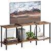 YAUKTAK Mobile TV Mobile TV Soggiorno in Legno 114cm con 2 Ripiani Aperti per Soggiorno e Camera Marrone Rustico LTS107RB