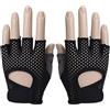 AKOOSY Guanti da Allenamento Donna Mezze Dita Palmo Antiscivolo | Traspiranti, Assorbono Sudore, Ventilazione Sulle Dita, Microfibra e Silicone Nero