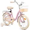 KEANO Little Petal - Bicicletta per bambine da 16/20 pollici, per bambine da 5 a 9 anni, con cestini e cavalletto