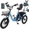 Generic Triciclo elettrico pieghevole adulti, ideale per spostamenti all'aperto e shopping.