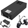 JHKJ Batteria da 60 V per Veicoli elettrici con Pneumatici Larghi | Pacco batteria al litio da 48V 15,6Ah 20,8Ah, batteria integrata da 60V 10,4Ah 30Ah con caricabatterie per moto elettrica
