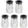 QUARKZMAN 5 PCS Raccordi A Spinta per Collegamento, 1/4 NPT Femmina X 3/8 Tubo OD Filettatura Femmina Raccordi Diritti per Tubi Aria Collegamento Rapido Linee Aria per Attrezzature, Nero